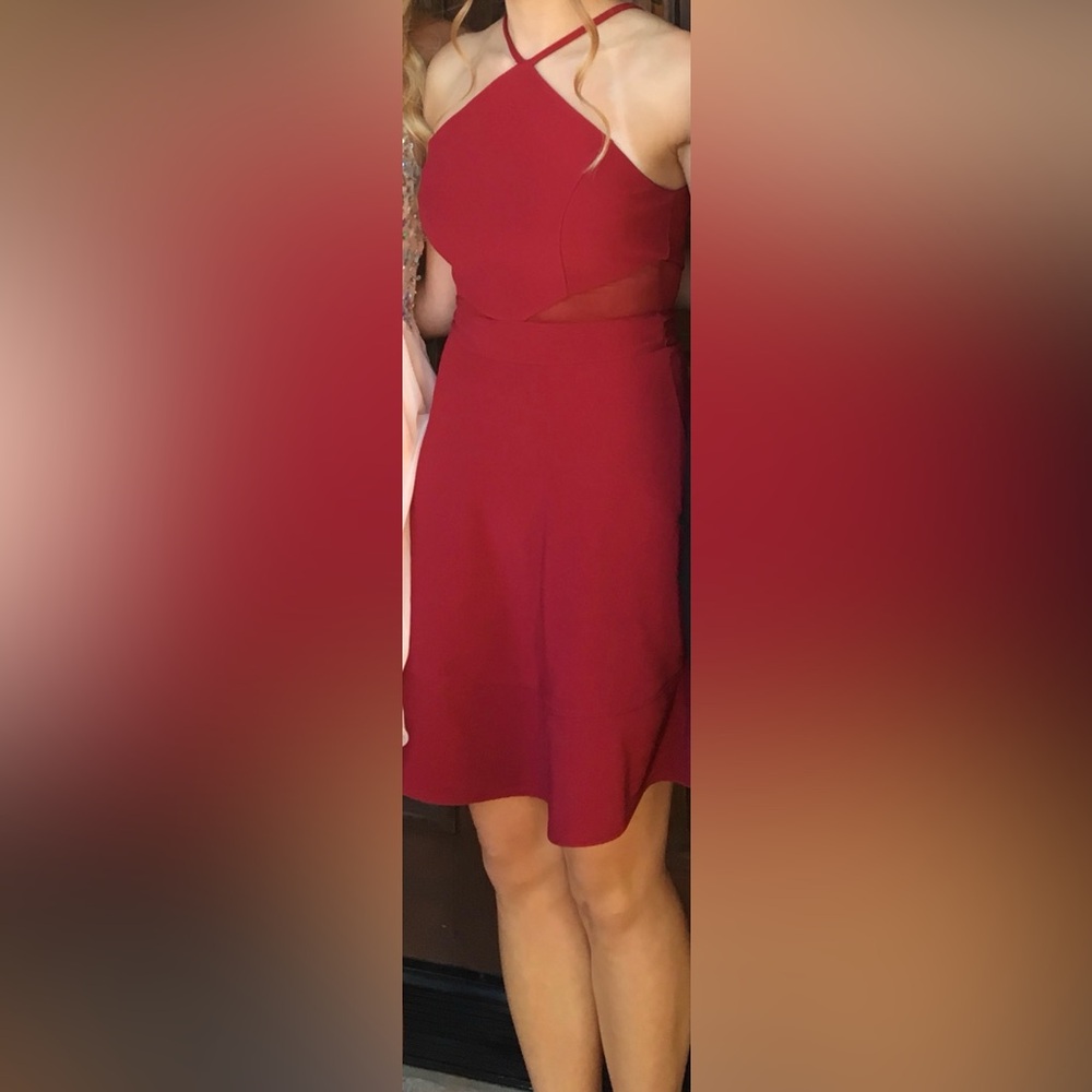 Fit & flare skater dress with sheer cutouts